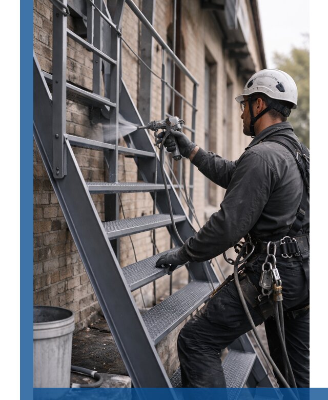 Покраска и антикоррозионная защита пожарных лестниц в Таре