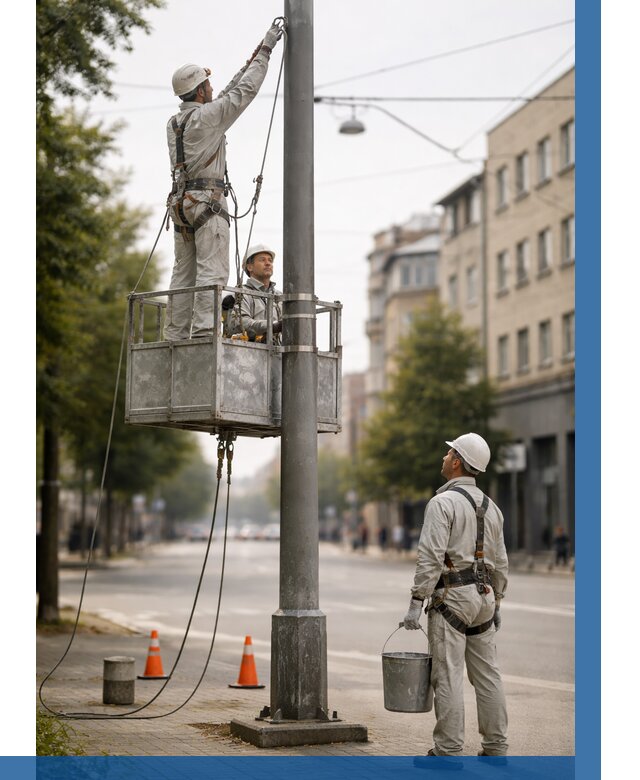 Покраска опор освещения в Таре от 5144 р. | ВЫСОТНИК-Тар