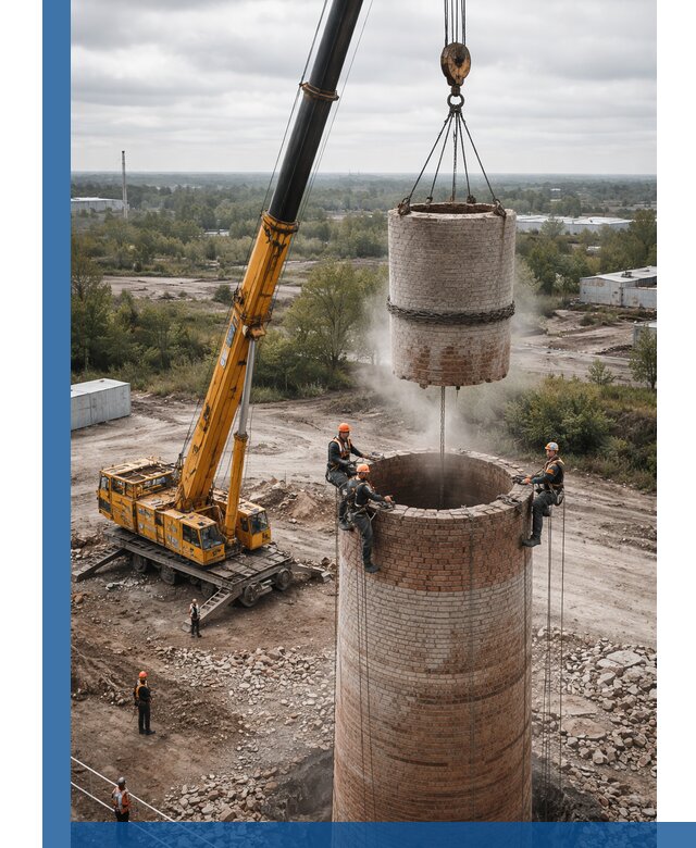 Демонтаж дымовой трубы в Таре с гарантиями безопасности