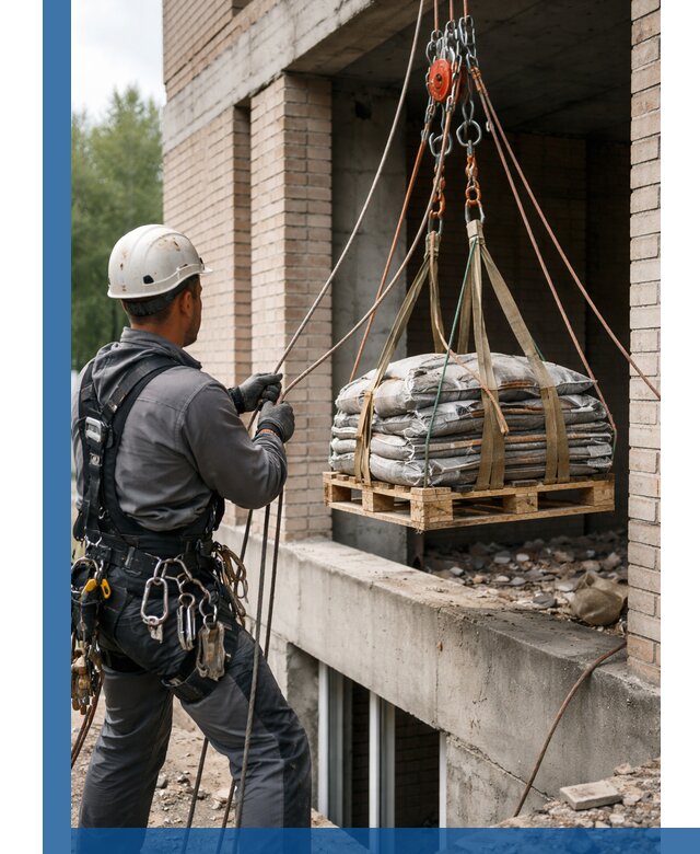 Подъем материалов на этаж веревками в Таре оперативно