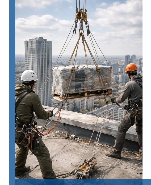 Подъем и монтаж крупногабаритных грузов на крышу в Таре