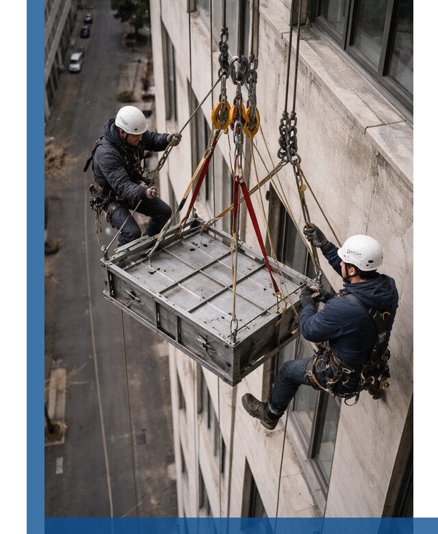 Спуск и подъем грузов по фасаду в Таре для зданий