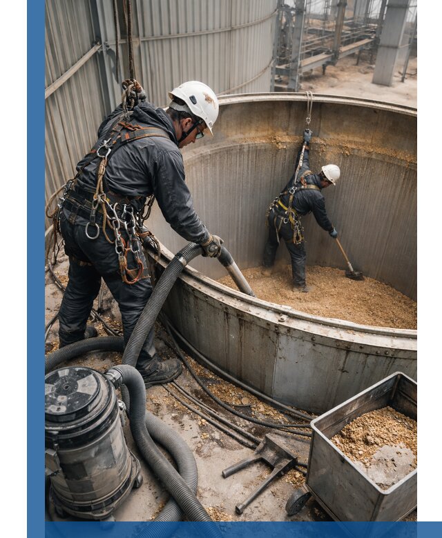 Профессиональная чистка зерновых бункеров в Таре с выездом