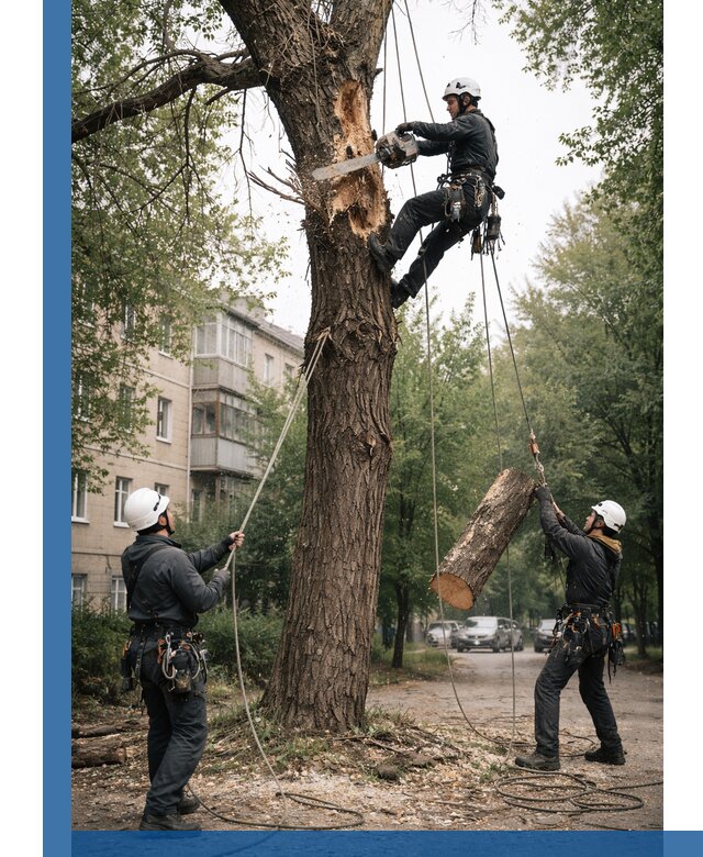 Срочное удаление аварийных деревьев в Таре с гарантией безопасности