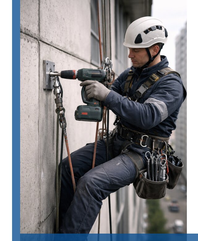 Установка анкерных точек для высотных работ в Таре