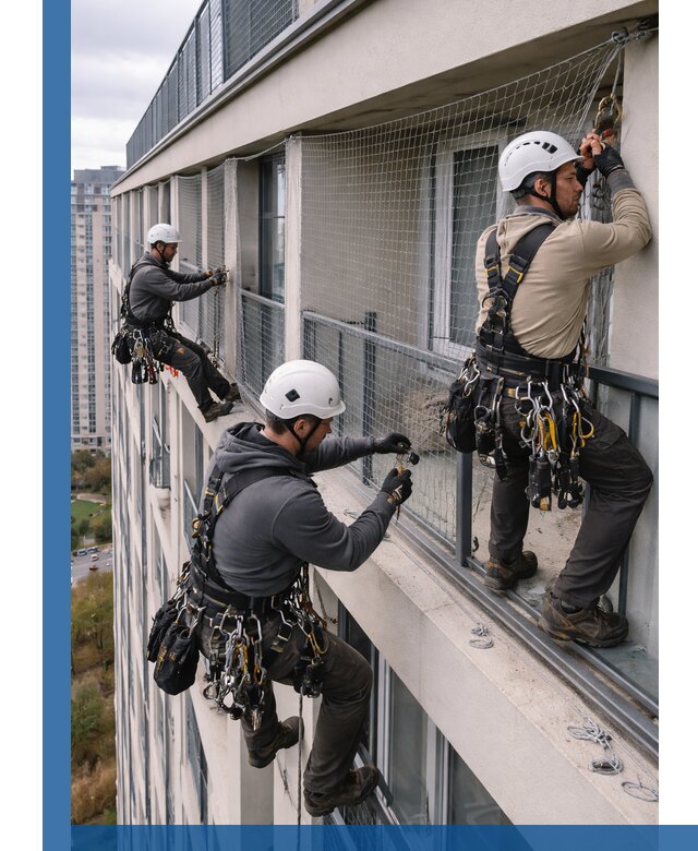 Профессиональный монтаж защитной сетки от птиц в Таре